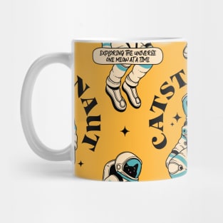 Astronaut Black Cat Pattern in yellow Mug